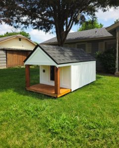 Durable outdoor dog Kennel, insulated 4x6 ft with elevated 2 ft front porch – ideal for all seasons in Australian, Canadian, and American climates